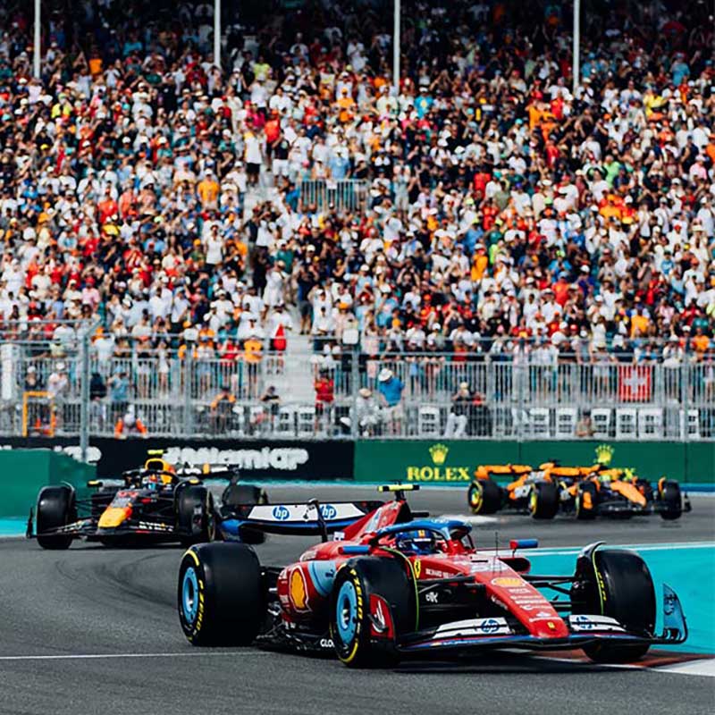 Cars on track during the F1 Miami Grand Prix on Sunday, May 5, 2024 in Miami Gardens, Fla. (Cassie Florido/F1 Miami GP)